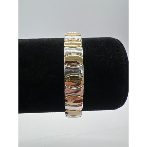 Gold & Silver Tone Stretch Bracelet For Women 6.5 Inches Unstretched Stylish Two - Picture 1 of 4